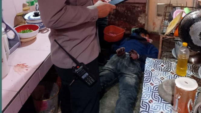 Kondisi pelaku yang mencoba bunuh diri, usai menganiaya korban