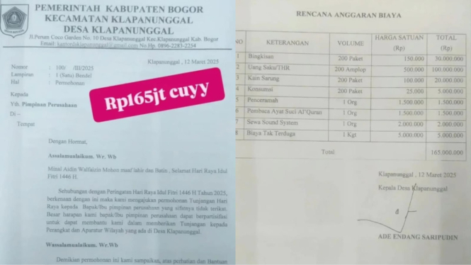 Viral Kades di Bogor Minta Uang THR Rp165 Juta ke Perusahaan