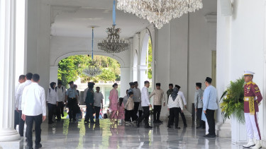 Wakil Presiden RI Gibran Rakabuming Raka memboyong keluarga ke acara gelar griya di Istana Merdeka, Jakarta Pusat, Senin, 31 Maret 2025