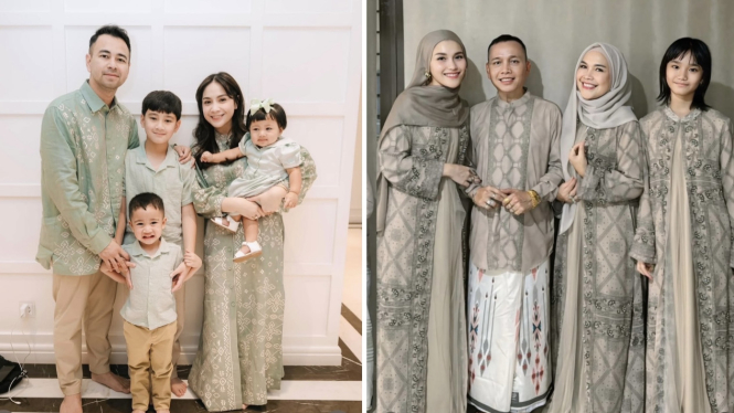 Outfit lebaran keluarga Nagita Slavina vs Ayu Ting Ting.