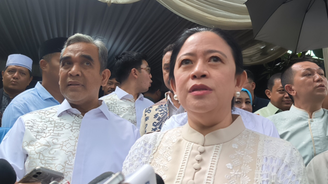Ketua DPP PDIP Puan Maharani di Kompleks Widya Chandra, Jakarta Selatan, Rabu, 2 April 2025