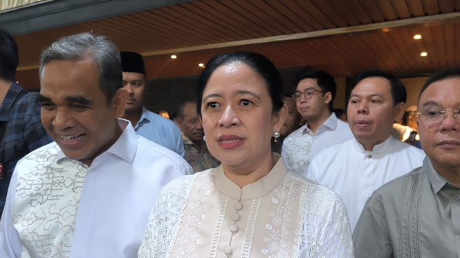 Ketua DPP PDIP Puan Maharani di Kompleks Widya Chandra, Jakarta Selatan, Rabu, 2 April 2025