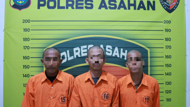 Ketiga pelaku saat diamankan petugas kepolisian.(dok Polres Asahan)