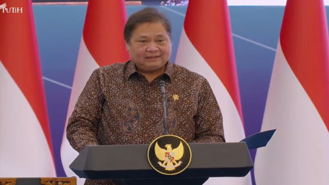 Menko Perekonomian Airlangga Hartarto di Sarasehan Ekonomi bersama Presiden 