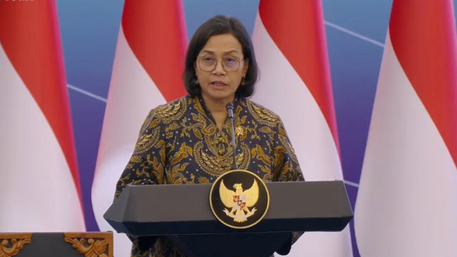 Menteri Keuangan (Menkeu) Sri Mulyani di Sarasehan Ekonomi 2025