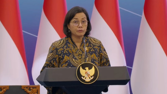 Menteri Keuangan (Menkeu) Sri Mulyani di Sarasehan Ekonomi 2025