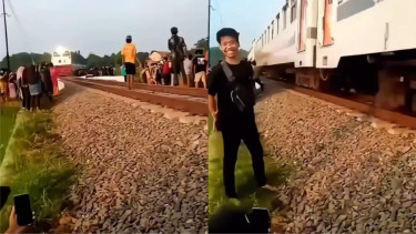 Viral Sekelompok Pemuda Ini Nekat Lakukan Aksi Berbahaya di Rel Kereta Api