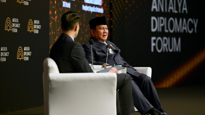 Presiden RI Prabowo Subianto di acara ADF Talk di Antalya, Turki (sumber foto: Muchlis Jr - Biro Pers Sekretariat Presiden)