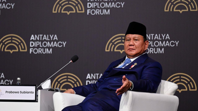 Presiden RI Prabowo Subianto saat menghadiri Antalya Diplomacy Forum (ADF) 2025 di Antalya, Turkiye (sumber foto: Muchlis Jr - Biro Pers Sekretariat Presiden)