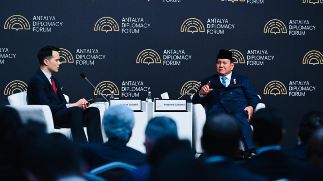 Presiden RI Prabowo Subianto saat menghadiri Antalya Diplomacy Forum (ADF) 2025 di Antalya, Turkiye (sumber foto: Laily Rachev - Biro Pers Sekretariat Presiden)
