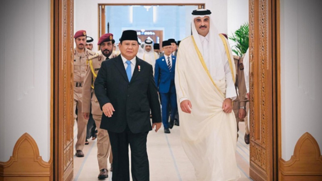 Presiden Prabowo Subianto bersama Emir Qatar , Sheikh Tamim Bin Hamad Al-Thani