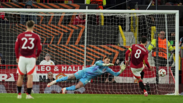 Bruno Fernandes saat Manchester United melawan Lyon