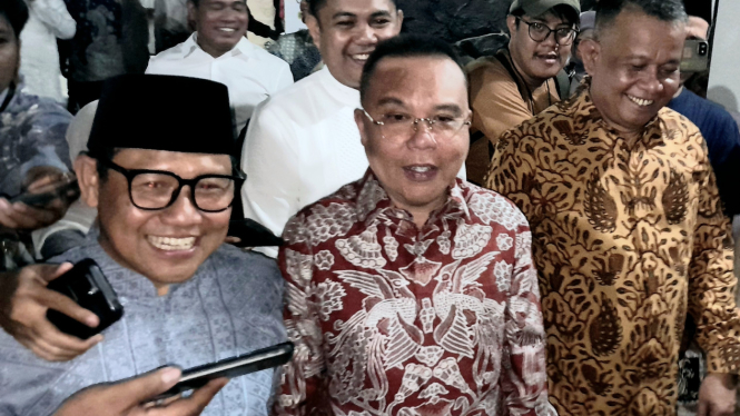 Ketua Harian DPP Partai Gerindra, Sufmi Dasco Ahmad didampingi  Ketua Umum PKB, Muhaimin Iskandar