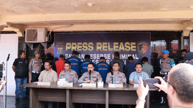 Polres Asahan gelar konferensi pers kasus perjudian sabung ayam.(dok Polres Asahan)