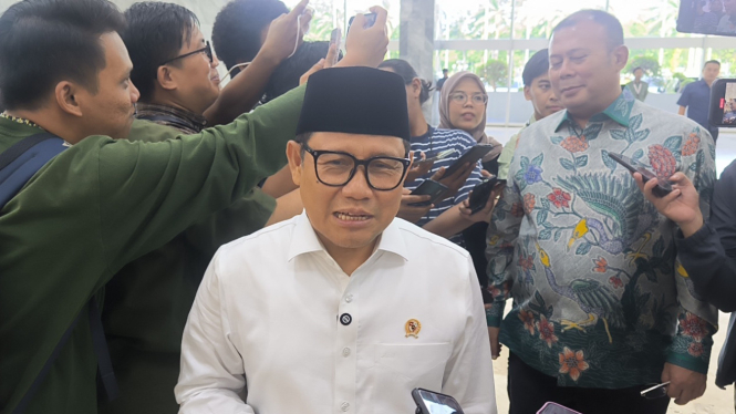 Ketua Umum PKB, Muhaimin Iskandar alias Cak Imin di Kompleks Parlemen, Senayan, Jakarta Pusat, Rabu, 23 April 2025