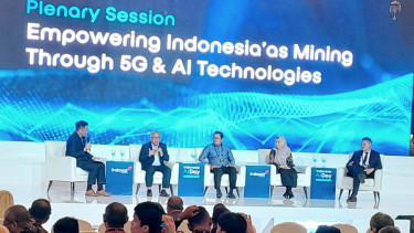 Menteri Investasi dan Hilirisasi/Kepala BKPM, Rosan Roeslani di acara 'Indonesia AI Day for Mining Industry' di kawasan Thamrin, Jakarta Pusat, Kamis, 24 April 2025