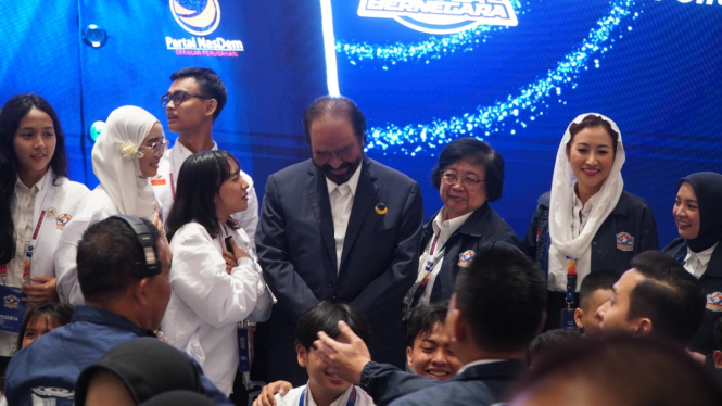 Surya Paloh saat rampung menutup acara Program Remaja Bernegara yang digelar di NasDem Tower, Gondangdia, Jakarta Pusat