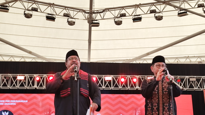 Gubernur DKI Jakarta, Pramono Anung dan Wagub DKI Jakarta, Rano Karno Hadiri Halalbihalal DPD PDIP di Jakarta Internasional Velodrome