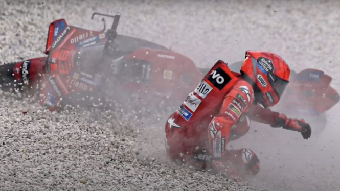 Marc Marquez crash di MotoGP Spanyol 2025