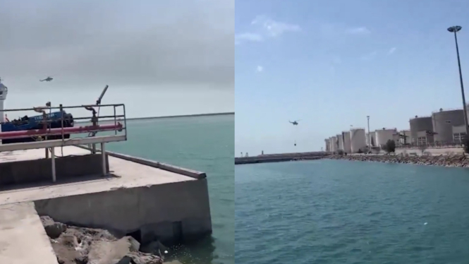 Helikopter bantu pemadaman api di Pelabuhan Iran