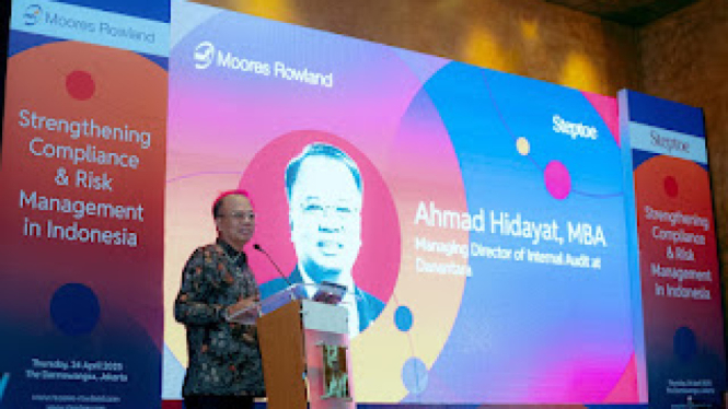 [Managing Director Internal Audit Danantara, Ahmad Hidayat, di acara 'Strengthening Compliance & Risk Management in Indonesia' di Jakarta, Kamis, 24 April 2025]