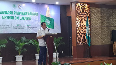 Gubernur Jakarta Pramono Anung memberikan sambutan di Hotel Balairung