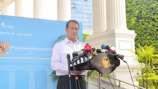 Menteri Pertanian (Mentan) Andi Amran Sulaiman di Kompleks Istana Kepresidenan, Jakarta Pusat, Rabu, 30 April 2025