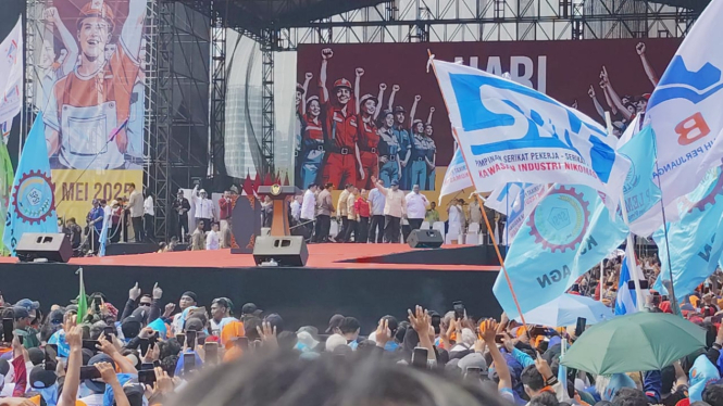 Presiden RI Prabowo Subianto di acara peringatan Hari Buruh