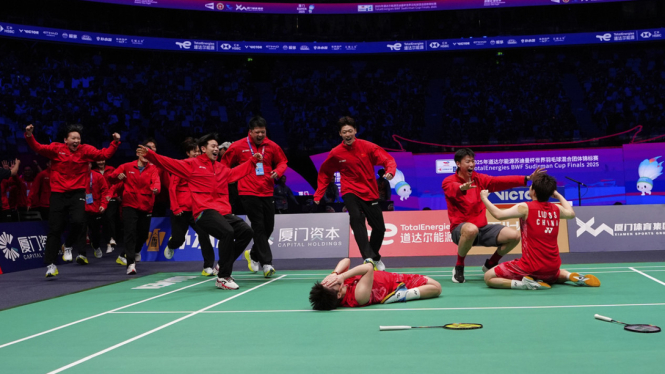 China rayakan juara Piala Sudirman 2025