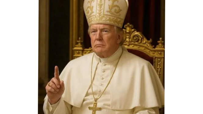 Donald Trump Unggah Foto Pakai AI Jadi Paus Berikutnya (Doc: BBC Internasional)
