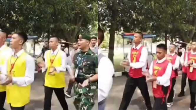 Momen Latihan Militer Siswa Nakal di Jabar