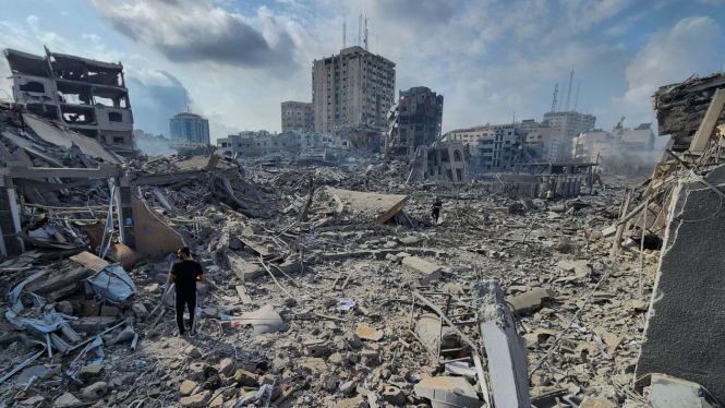 Situasi porak-poranda di Jalur Gaza, Palestina