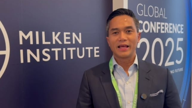 [Ketua Umum Kadin Indonesia, Anindya Bakrie, saat menghadiri 'Milken Institute Global Conference 2025' yang bakal digelar di Los Angeles, Amerika Serikat (AS) pada 4-7 Mei 2025]