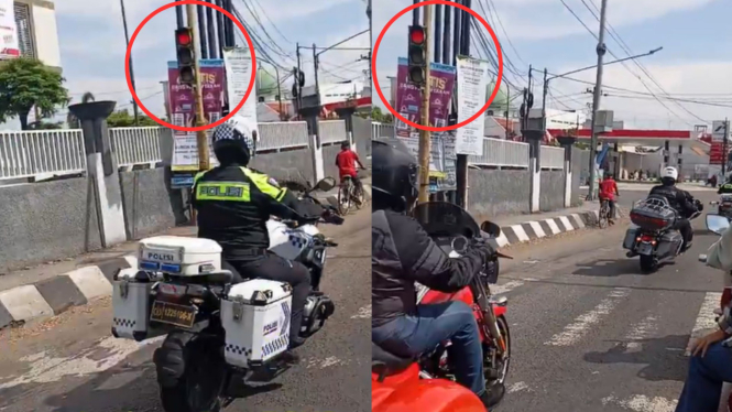 Rombongan Moge Terobos Lampu Merah di Sragen