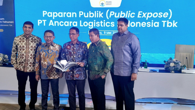 [Jajaran Direksi PT Ancara Logistics Indonesia Tbk (ALII), saat menggelar Public Expose di kawasan Epicentrum Kuningan, Jakarta Selatan, Jumat, 9 Mei 2025]