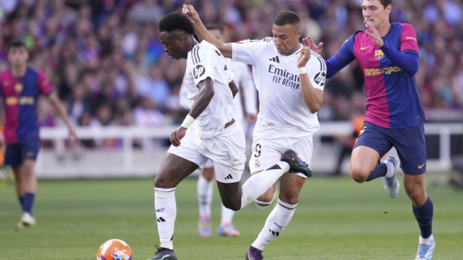 Pemain Real Madrid, Kylian Mbappe saat melawan Barcelona