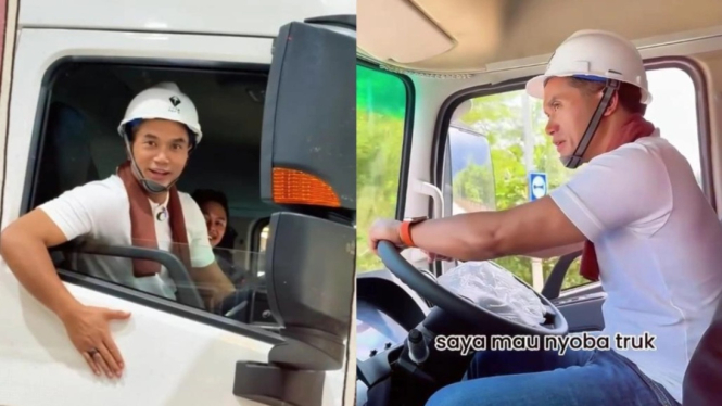Momen Anindya Bakrie Jadi Sopir Truk Listrik, 
