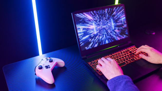 Ilustrasi laptop gaming
