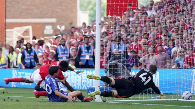 Taiwo Awoniyi saat Nottingham Forest vs Leicester City di Premier League