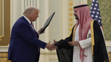 Presiden AS Donald Trump bersama Pangeran Mohammed bin Salman (MBS) di Riyadh
