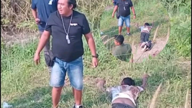 Pelaku begal sepeda motor yang sempat menodongkan pistol terkapar dihajar korban