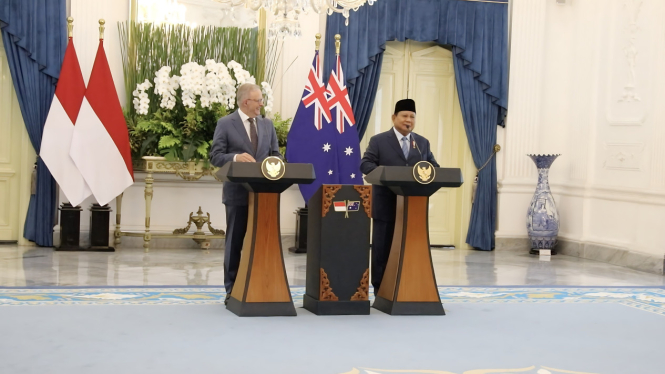 Presiden RI Prabowo Subianto dan PM Australia Anthony Albanese di Istana Merdeka, Jakarta Pusat (sumber: Biro Pers Sekretariat Presiden)