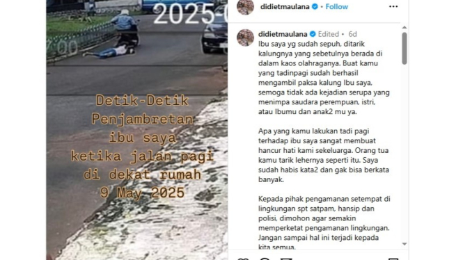 Ibunda Didiet Maulana dijambret