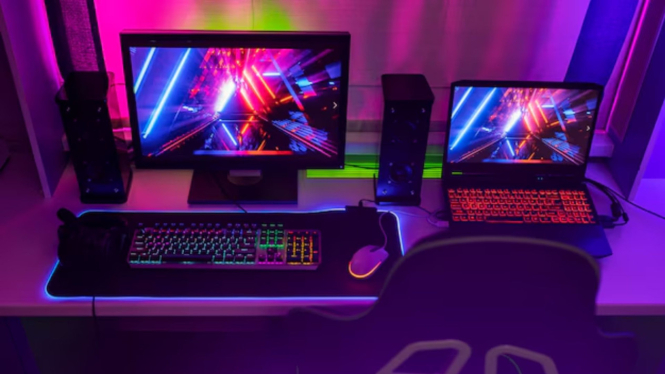 Ilustrasi laptop gaming