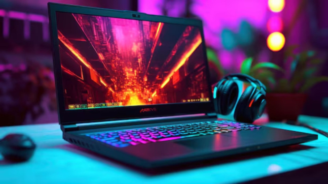 Ilustrasi laptop gaming