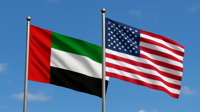 Bendera Uni Emirate Arab dan Amerika Serikat