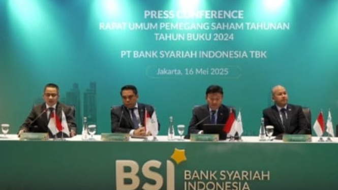 Jajaran Direksi BSI dalam telekonferensi pers RUPST tahun buku 2024, tangkapan layar