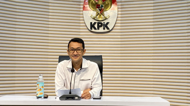 Juru Bicara KPK Budi Prsateyo di Gedung Merah Putih KPK, Jakarta Selatan
