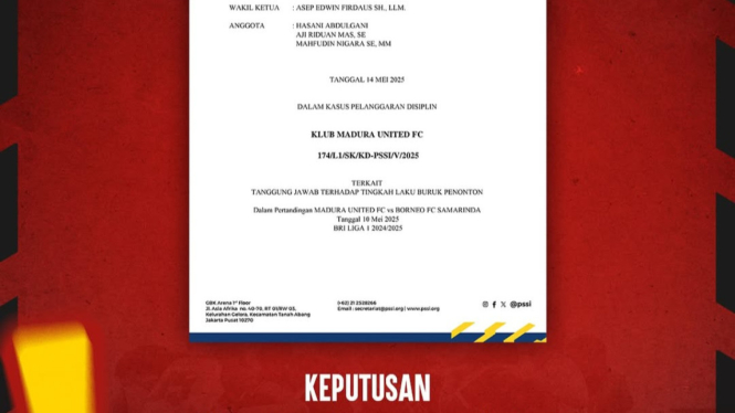Madura United Memposting Sanksi Denda dari Komdis PSSI