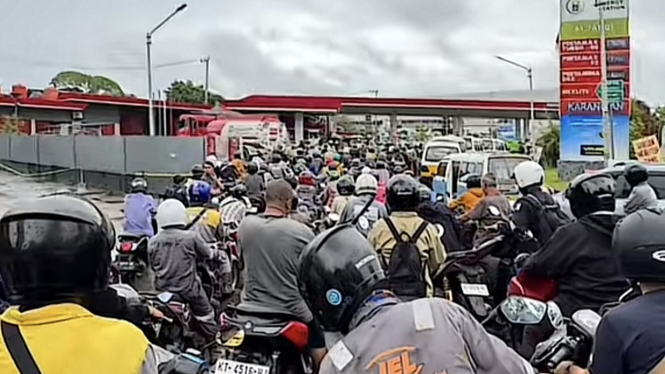 Suasana SPBU di Balikpapan